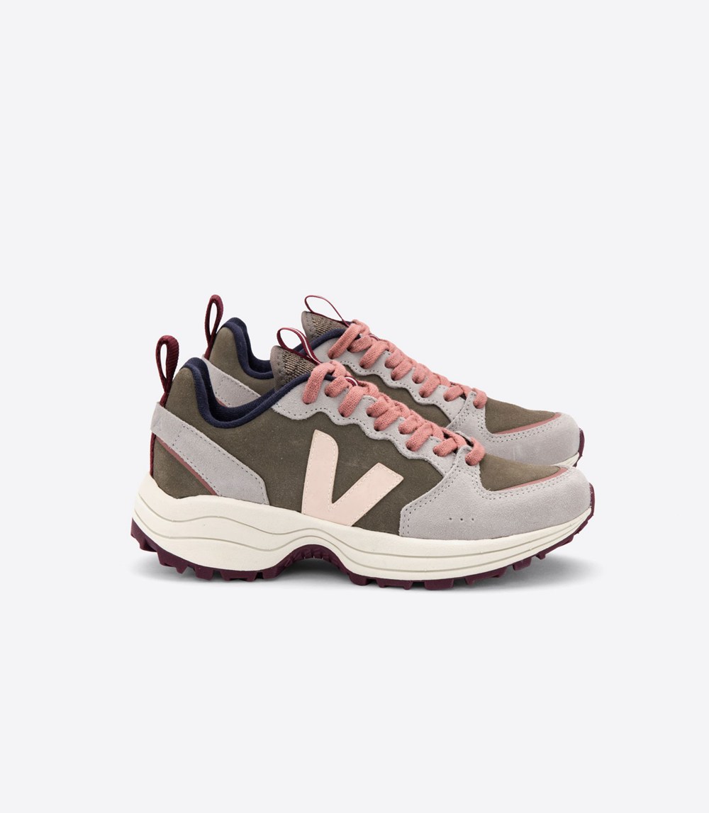 Veja Sneakers Dam - Venturi Suede - Olivgröna/Grå/Rosa - 708451-XTL